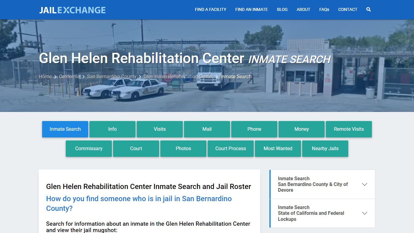 Glen Helen Rehabilitation Center Inmate Search - Jail Exchange