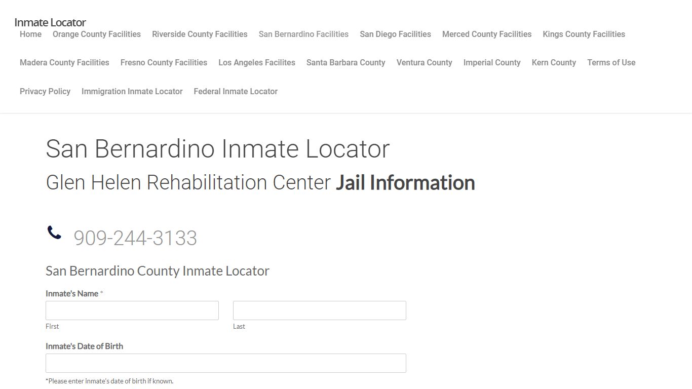Glen Helen Rehabilitation Center - Inmate Locator